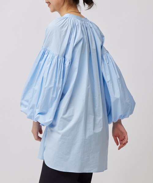 BABYLONE（バビロン）の「タイプライターギャザーブラウス（シャツ/ブラウス・レディース・サックスブルー/オフホワイト・フリー）」の18枚目の写真