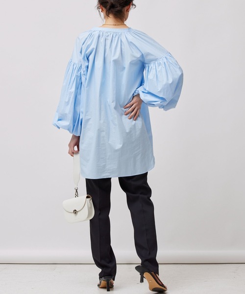 BABYLONE（バビロン）の「タイプライターギャザーブラウス（シャツ/ブラウス・レディース・サックスブルー/オフホワイト・フリー）」の21枚目の写真