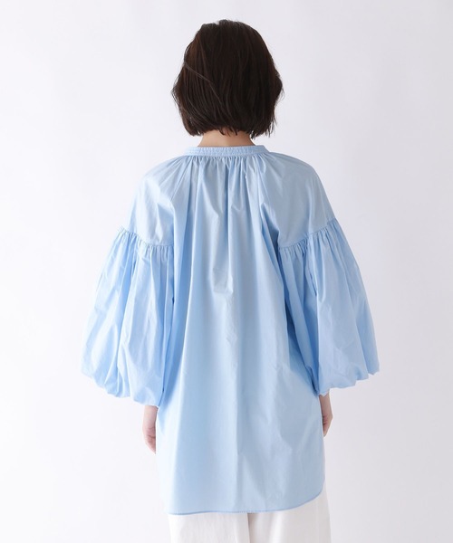 BABYLONE（バビロン）の「タイプライターギャザーブラウス（シャツ/ブラウス・レディース・サックスブルー/オフホワイト・フリー）」の9枚目の写真