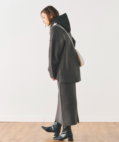 Droite lautreamont（ドロワットロートレアモン）の「Vネックブークレーニット《手洗い可能》（ニット/セーター・レディース・パープル/オフホワイト/チャコールグレー・M）」の7枚目の写真