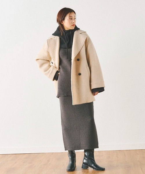 Droite lautreamont（ドロワットロートレアモン）の「Vネックブークレーニット《手洗い可能》（ニット/セーター・レディース・パープル/オフホワイト/チャコールグレー・M）」の10枚目の写真