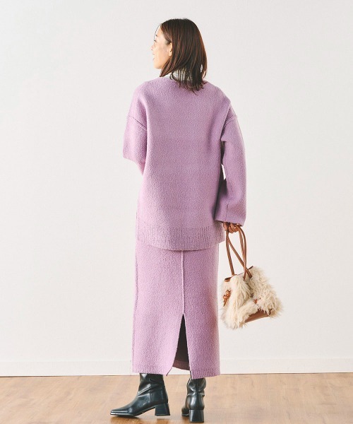 Droite lautreamont（ドロワットロートレアモン）の「Vネックブークレーニット《手洗い可能》（ニット/セーター・レディース・パープル/オフホワイト/チャコールグレー・M）」の17枚目の写真