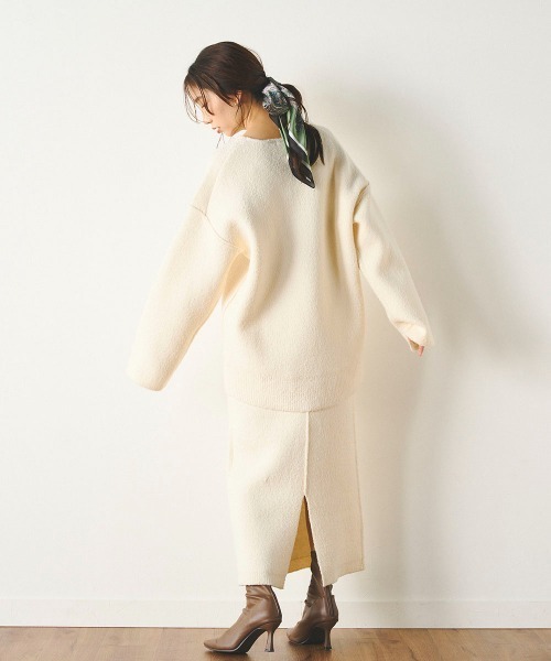 Droite lautreamont（ドロワットロートレアモン）の「Vネックブークレーニット《手洗い可能》（ニット/セーター・レディース・パープル/オフホワイト/チャコールグレー・M）」の8枚目の写真