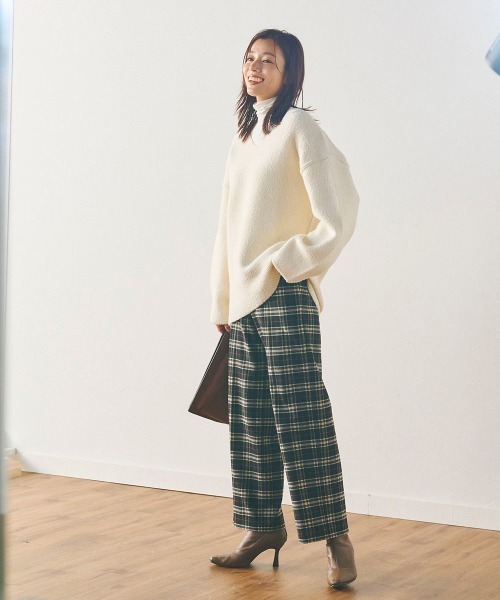 Droite lautreamont（ドロワットロートレアモン）の「Vネックブークレーニット《手洗い可能》（ニット/セーター・レディース・パープル/オフホワイト/チャコールグレー・M）」の12枚目の写真