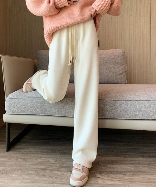 LOPASS（ロパス）の「【低身長向け】暖かい裏毛ワイドパンツ（その他パンツ・レディース・ベージュ/ブラック/アイボリー/グレー/アイボリー系・S/M/L）」の5枚目の写真