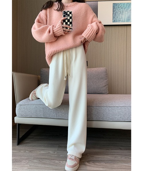 LOPASS（ロパス）の「【低身長向け】暖かい裏毛ワイドパンツ（その他パンツ・レディース・ベージュ/ブラック/アイボリー/グレー/アイボリー系・S/M/L）」の12枚目の写真