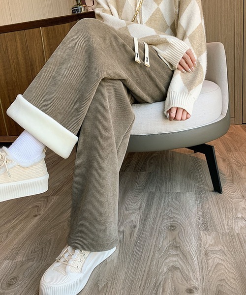 LOPASS（ロパス）の「【低身長向け】暖かい裏毛ワイドパンツ（その他パンツ・レディース・ベージュ/ブラック/アイボリー/グレー/アイボリー系・S/M/L）」の6枚目の写真