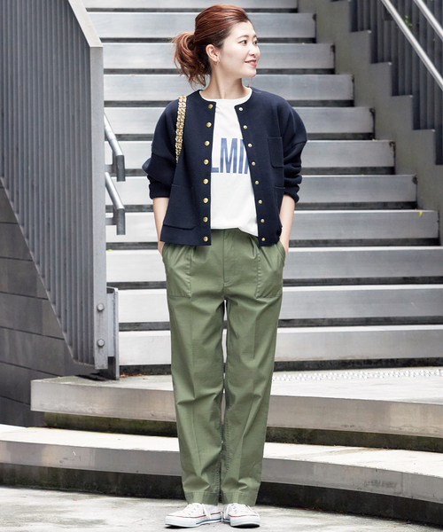 Spick & Span（スピックアンドスパン）の「接結ニットジャケット（カーディガン/ボレロ・レディース・ネイビー/ホワイト・FREE）」の15枚目の写真