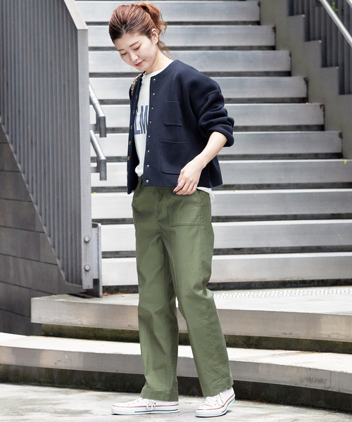 Spick & Span（スピックアンドスパン）の「接結ニットジャケット（カーディガン/ボレロ・レディース・ネイビー/ホワイト・FREE）」の16枚目の写真