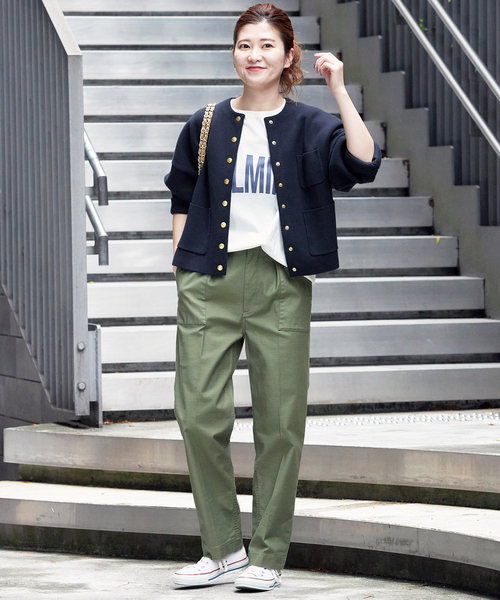 Spick & Span（スピックアンドスパン）の「接結ニットジャケット（カーディガン/ボレロ・レディース・ネイビー/ホワイト・FREE）」の17枚目の写真