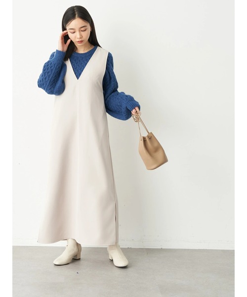 earth music&ecology（アースミュージックアンドエコロジー）の「Vネックジャンスカ（ワンピース・レディース・ブラック/アイボリー/パープル/ブルー・FREE）」の13枚目の写真