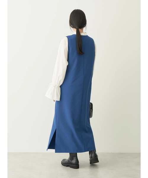 earth music&ecology（アースミュージックアンドエコロジー）の「Vネックジャンスカ（ワンピース・レディース・ブラック/アイボリー/パープル/ブルー・FREE）」の6枚目の写真