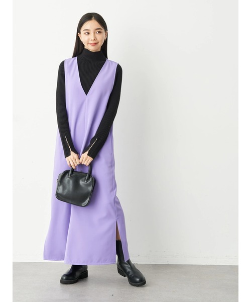 earth music&ecology（アースミュージックアンドエコロジー）の「Vネックジャンスカ（ワンピース・レディース・ブラック/アイボリー/パープル/ブルー・FREE）」の18枚目の写真