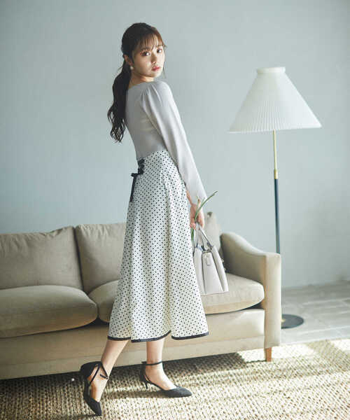 PROPORTION BODY DRESSING(プロポーションボディドレッシング)の「ニットドッキングドットワンピース / 1213140115(ワンピース・レディース・ベージュ系その他/ネイビー/ホワイト・MEDIUM/SMALL)」の5枚目の写真