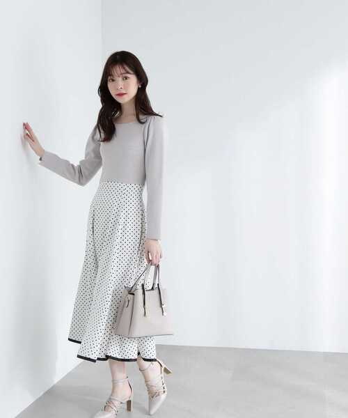 PROPORTION BODY DRESSING(プロポーションボディドレッシング)の「ニットドッキングドットワンピース / 1213140115(ワンピース・レディース・ベージュ系その他/ネイビー/ホワイト・MEDIUM/SMALL)」の9枚目の写真