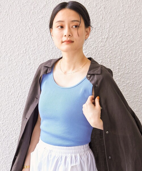 SHIPS(シップス)の「オーガニック コットン タンクトップ ◇(タンクトップ・レディース・オフホワイト/ライトブルー/ダークグレー/ベージュ・ONE SIZE)」の16枚目の写真