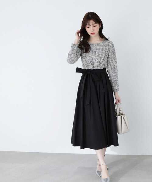 PROPORTION BODY DRESSING（プロポーションボディドレッシング）の「カットツイードドッキングワンピース / 1213140207（ワンピース・レディース・ベージュ/ブラック・SMALL/MEDIUM）」の6枚目の写真