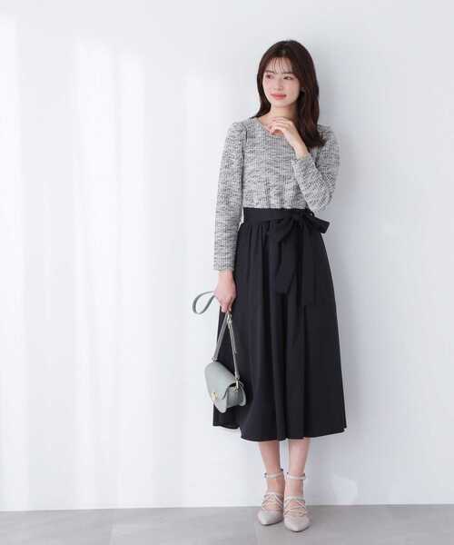 PROPORTION BODY DRESSING（プロポーションボディドレッシング）の「カットツイードドッキングワンピース / 1213140207（ワンピース・レディース・ベージュ/ブラック・SMALL/MEDIUM）」の4枚目の写真