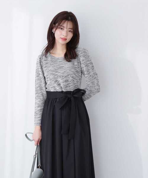 PROPORTION BODY DRESSING（プロポーションボディドレッシング）の「カットツイードドッキングワンピース / 1213140207（ワンピース・レディース・ベージュ/ブラック・SMALL/MEDIUM）」の9枚目の写真