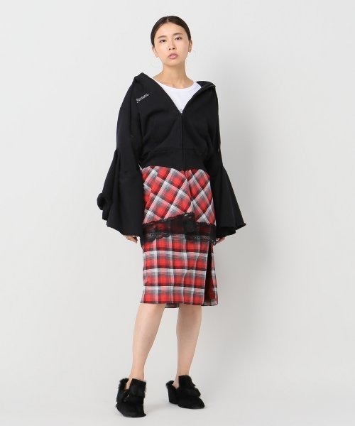 FACETASM(ファセッタズム)の「【FACETASM/ファセッタズム】チェックxレーススカート(スカート・レディース・レッド・MEDIUM/SMALL)」の1枚目の写真