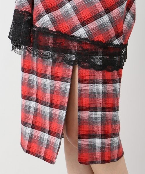 FACETASM(ファセッタズム)の「【FACETASM/ファセッタズム】チェックxレーススカート(スカート・レディース・レッド・MEDIUM/SMALL)」の6枚目の写真