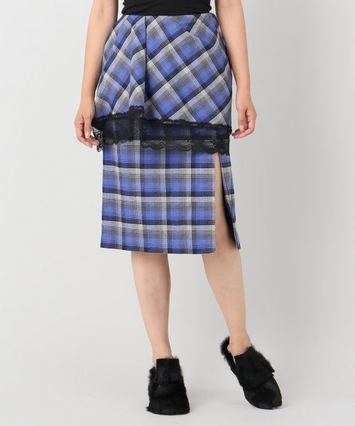 FACETASM(ファセッタズム)の「【FACETASM/ファセッタズム】チェックxレーススカート(スカート・レディース・レッド・MEDIUM/SMALL)」の7枚目の写真