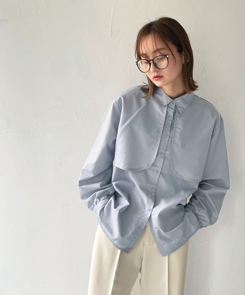 CLEIO（クレイオ）の「【CLEIO】ヨークシャツ（シャツ/ブラウス・レディース・ベージュ/サックスブルー/オフホワイト・FREE）」の3枚目の写真