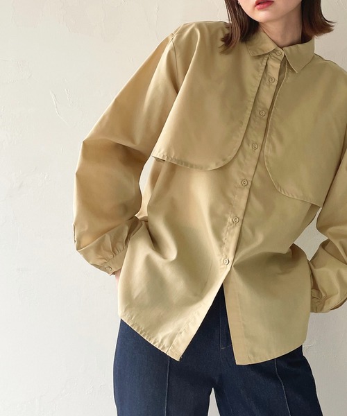 CLEIO（クレイオ）の「【CLEIO】ヨークシャツ（シャツ/ブラウス・レディース・ベージュ/サックスブルー/オフホワイト・FREE）」の12枚目の写真