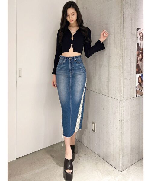 GYDA（ジェイダ）の「GGチェーンニットショートカーディガン（カーディガン/ボレロ・レディース・ブラック/オフホワイト・FREE）」の15枚目の写真