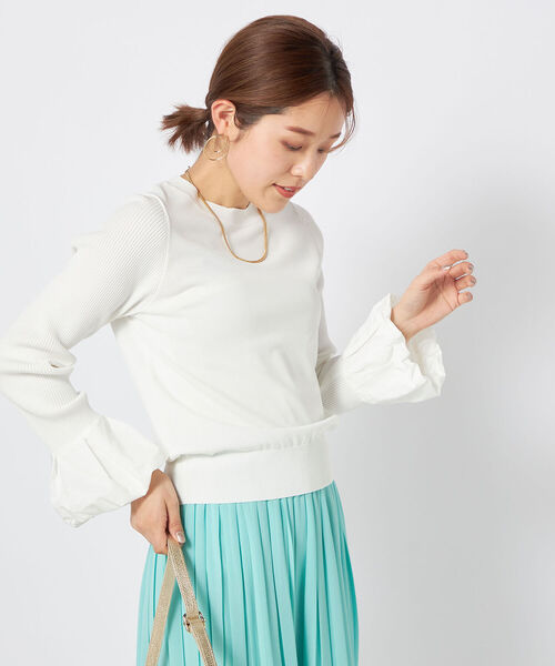 NOLLEY’S（ノーリーズ）の「《手洗い可能》タフタカフスプルオーバーニット（ニット/セーター・レディース・ネイビー/ブラック/オフホワイト・38）」の10枚目の写真