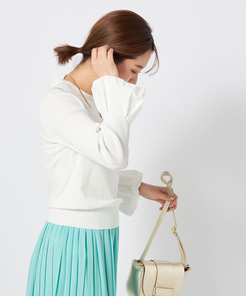 NOLLEY’S（ノーリーズ）の「《手洗い可能》タフタカフスプルオーバーニット（ニット/セーター・レディース・ネイビー/ブラック/オフホワイト・38）」の11枚目の写真