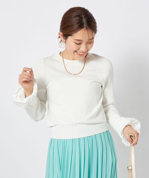 NOLLEY’S（ノーリーズ）の「《手洗い可能》タフタカフスプルオーバーニット（ニット/セーター・レディース・ネイビー/ブラック/オフホワイト・38）」の14枚目の写真