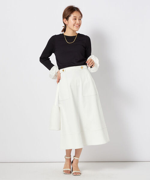 NOLLEY’S（ノーリーズ）の「《手洗い可能》タフタカフスプルオーバーニット（ニット/セーター・レディース・ネイビー/ブラック/オフホワイト・38）」の15枚目の写真