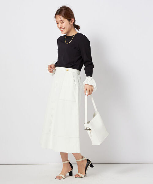 NOLLEY’S（ノーリーズ）の「《手洗い可能》タフタカフスプルオーバーニット（ニット/セーター・レディース・ネイビー/ブラック/オフホワイト・38）」の19枚目の写真