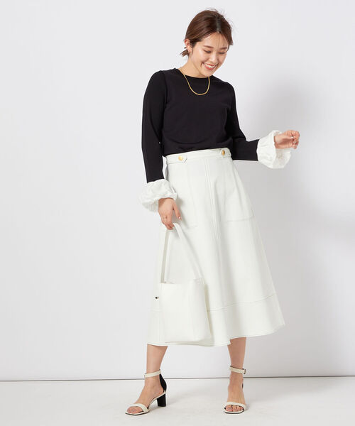 NOLLEY’S（ノーリーズ）の「《手洗い可能》タフタカフスプルオーバーニット（ニット/セーター・レディース・ネイビー/ブラック/オフホワイト・38）」の20枚目の写真