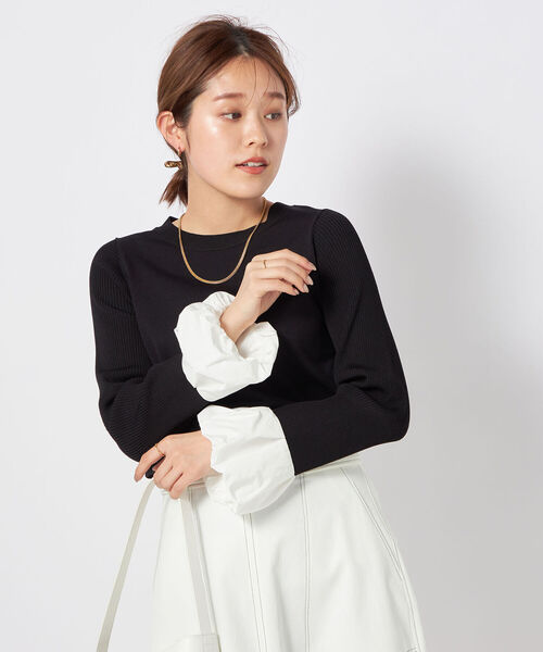 NOLLEY’S（ノーリーズ）の「《手洗い可能》タフタカフスプルオーバーニット（ニット/セーター・レディース・ネイビー/ブラック/オフホワイト・38）」の21枚目の写真