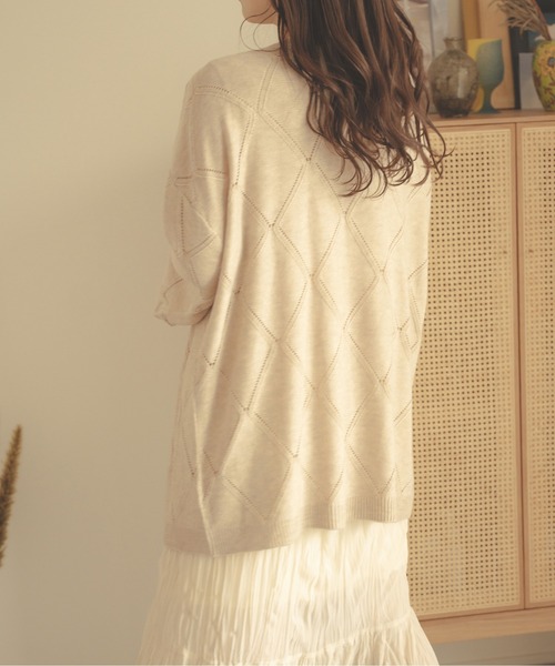 Ambre Neige（アンブルネージュ）の「【前後２WAY】透かし編みリボンニット／WEB/EC限定商品（カーディガン/ボレロ・レディース・ライトグリーン/アイボリー/ライトベージュ・FREE）」の13枚目の写真
