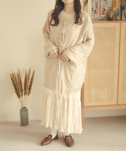 Ambre Neige（アンブルネージュ）の「【前後２WAY】透かし編みリボンニット／WEB/EC限定商品（カーディガン/ボレロ・レディース・ライトグリーン/アイボリー/ライトベージュ・FREE）」の16枚目の写真