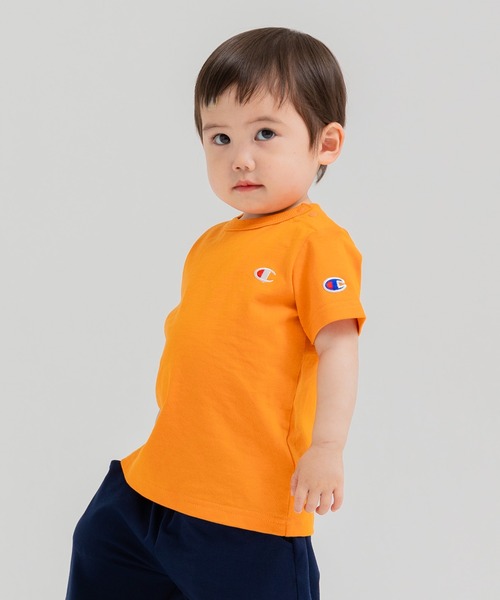 Champion(チャンピオン)の「champion / チャンピオン ロゴ半袖Tシャツ(Tシャツ/カットソー・キッズ・ブラック/ベージュ/ネイビー/オレンジ/ホワイト/グリーン・130cm/120cm/110cm/100cm/90cm/80cm)」の1枚目の写真