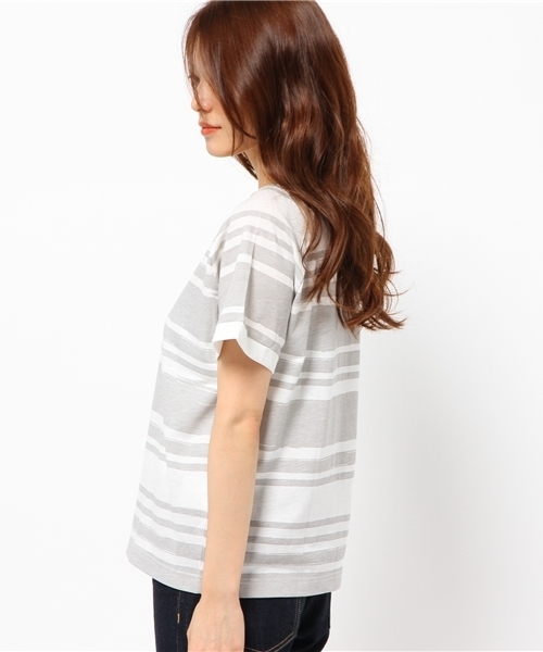 OUTLET(アウトレット)の「【CIAOPANIC TYPY】ペイントボーダープリントT(Tシャツ/カットソー・レディース・グレー/ネイビー/ピンク・FREE)」の5枚目の写真