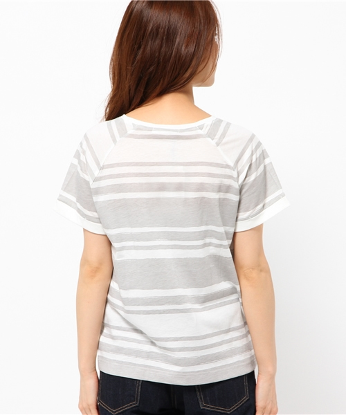 OUTLET(アウトレット)の「【CIAOPANIC TYPY】ペイントボーダープリントT(Tシャツ/カットソー・レディース・グレー/ネイビー/ピンク・FREE)」の6枚目の写真