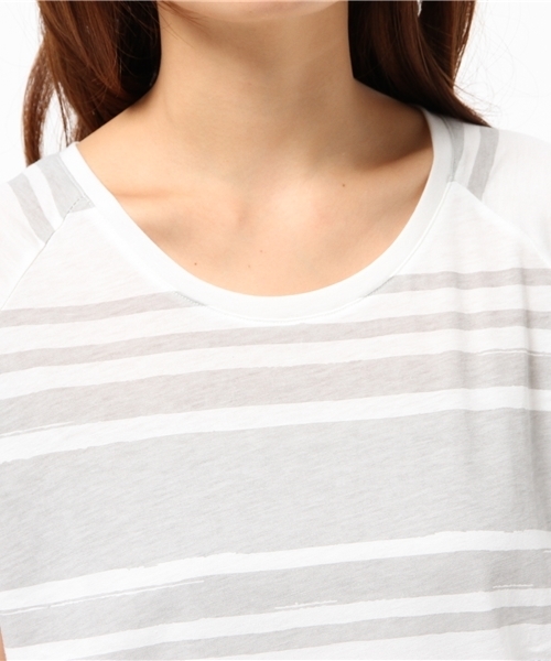 OUTLET(アウトレット)の「【CIAOPANIC TYPY】ペイントボーダープリントT(Tシャツ/カットソー・レディース・グレー/ネイビー/ピンク・FREE)」の7枚目の写真