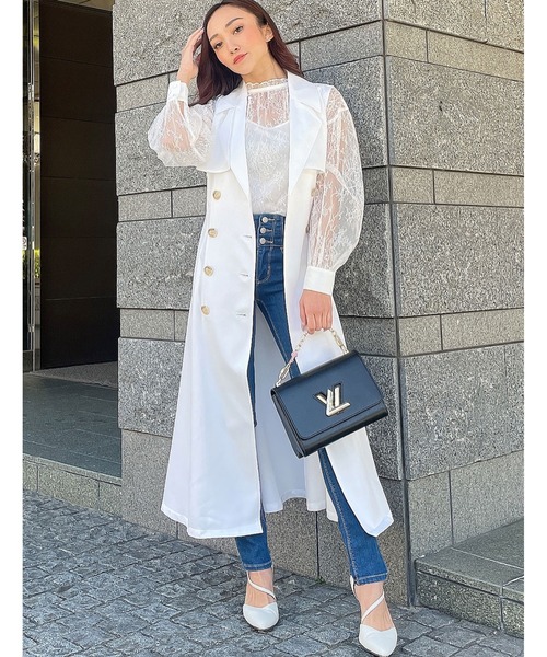 DURAS（デュラス）の「ベルト付きロングジレ（ベスト・レディース・ホワイト/ベージュ/オレンジ・FREE）」の4枚目の写真