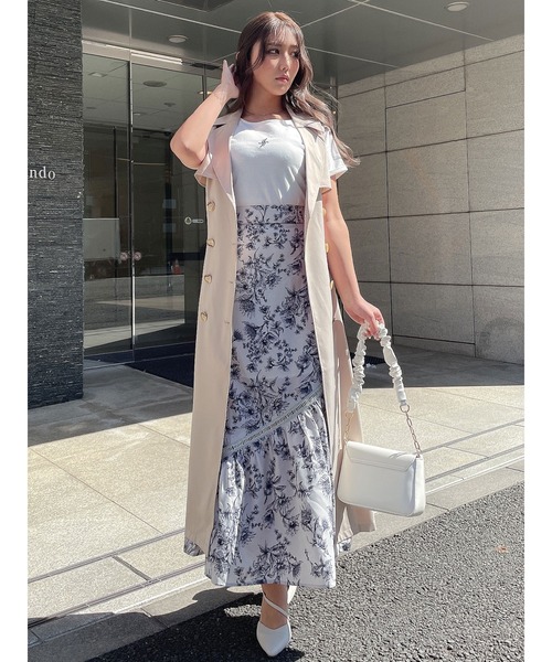 DURAS（デュラス）の「ベルト付きロングジレ（ベスト・レディース・ホワイト/ベージュ/オレンジ・FREE）」の8枚目の写真