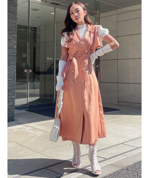 DURAS（デュラス）の「ベルト付きロングジレ（ベスト・レディース・ホワイト/ベージュ/オレンジ・FREE）」の13枚目の写真