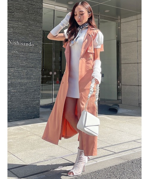 DURAS（デュラス）の「ベルト付きロングジレ（ベスト・レディース・ホワイト/ベージュ/オレンジ・FREE）」の14枚目の写真