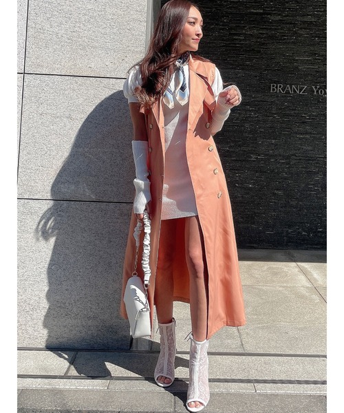 DURAS（デュラス）の「ベルト付きロングジレ（ベスト・レディース・ホワイト/ベージュ/オレンジ・FREE）」の15枚目の写真