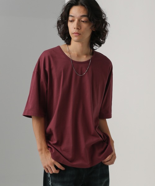 HARE（ハレ）の「ユルネックベーシックカットソー(HARE)（Tシャツ/カットソー・メンズ・ホワイト/ブラック/パープル/レッド/グレー/レッド系その他/ブラック×シルバー/グレー系その他・SMALL/MEDIUM/LARGE）」の8枚目の写真