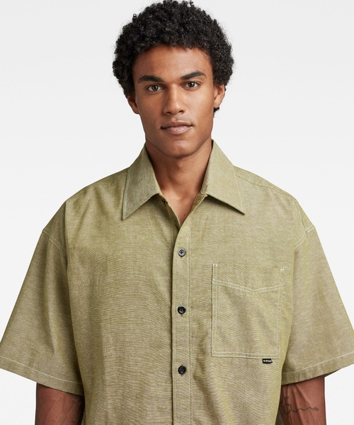 G-STAR（ジースター）の「1 POCKET BOXY SHIRT/オーバーサイズシャツ/リネンシャツ（シャツ/ブラウス・メンズ・グリーン系その他/ピンク・MEDIUM/SMALL/X-LARGE/LARGE/X-SMALL）」の6枚目の写真
