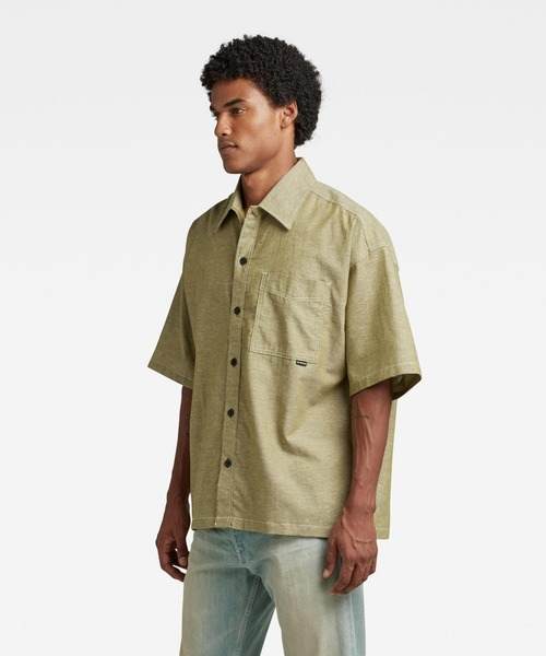 G-STAR（ジースター）の「1 POCKET BOXY SHIRT/オーバーサイズシャツ/リネンシャツ（シャツ/ブラウス・メンズ・グリーン系その他/ピンク・MEDIUM/SMALL/X-LARGE/LARGE/X-SMALL）」の10枚目の写真